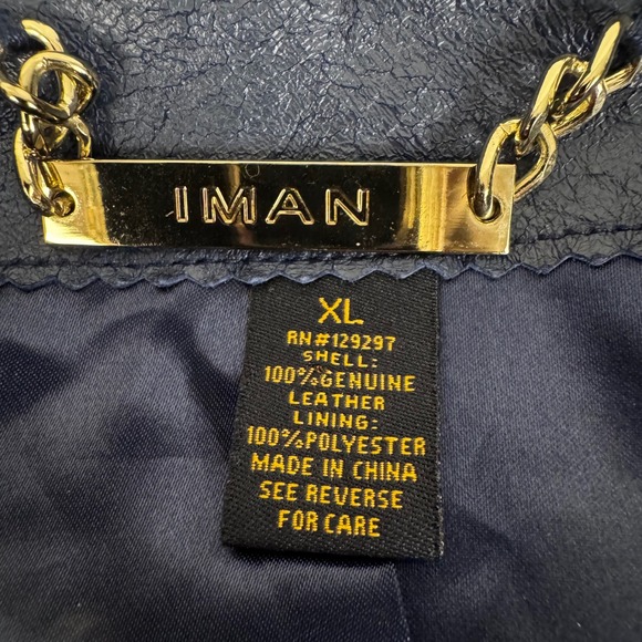 IMAN Trench Coat Women XL Navy Blue Genuine Leather Suede Mixed Media Belted - Picture 6 of 14
